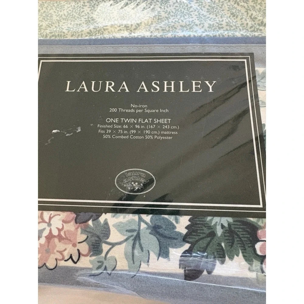 NEW NOS Vintage Laura Ashley Cottage Rose Twin Flat Sheet‎ Cottage-core